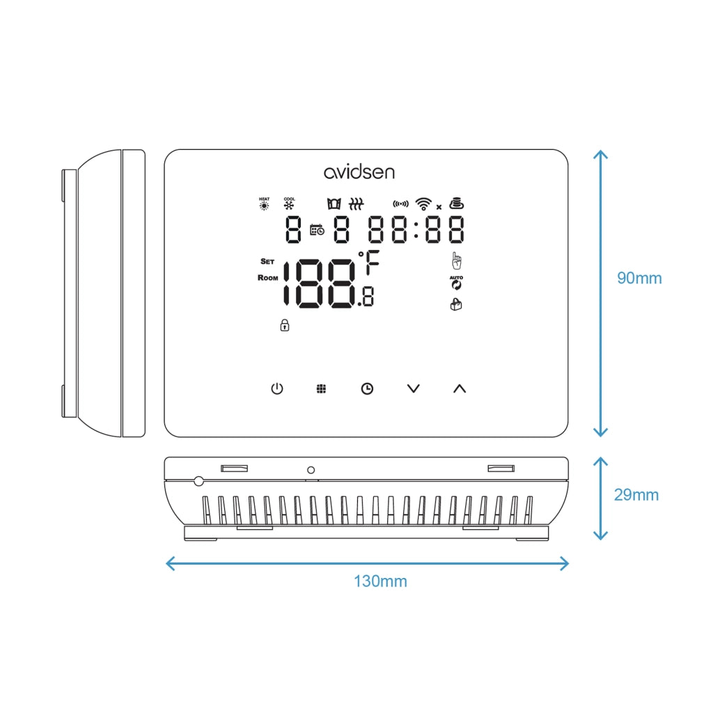 Termostato Wi-Fi Smart HomeTemp Programmabile bianco - Controlli Touch - Avidsen 127072