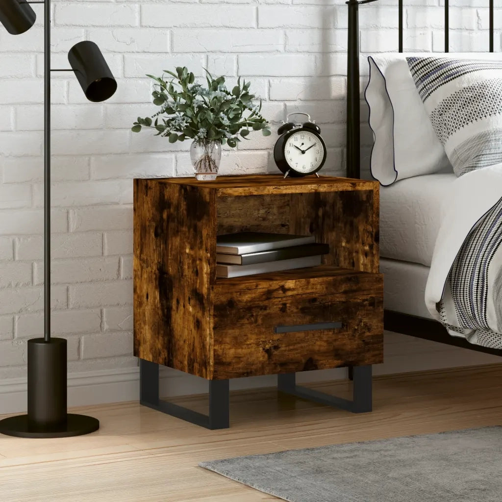 Comodino-Tavolino da notte Rovere Fumo 40x35x47,5 cm in Legno Multistrato 185641