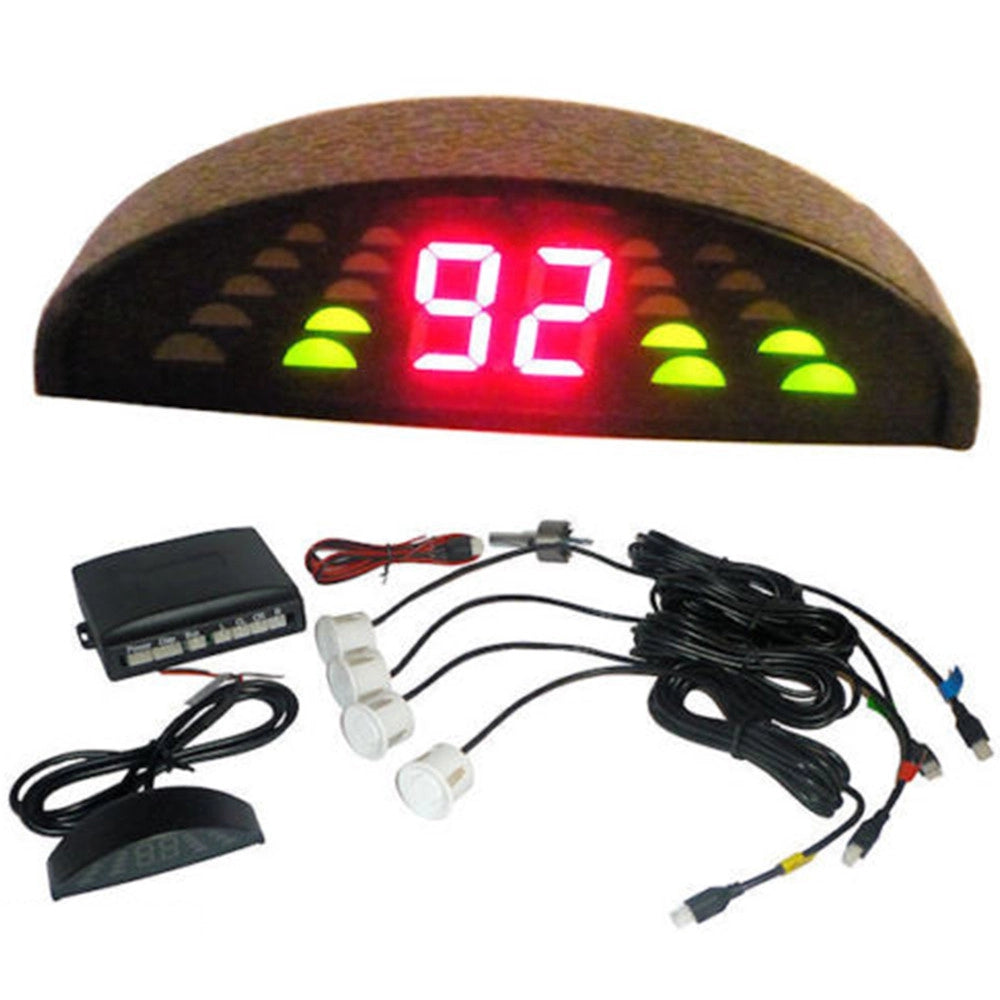 Trade Shop - Kit 4 Sensori Di Parcheggio Con Display Led Wireless Suono Fresa Grigio -