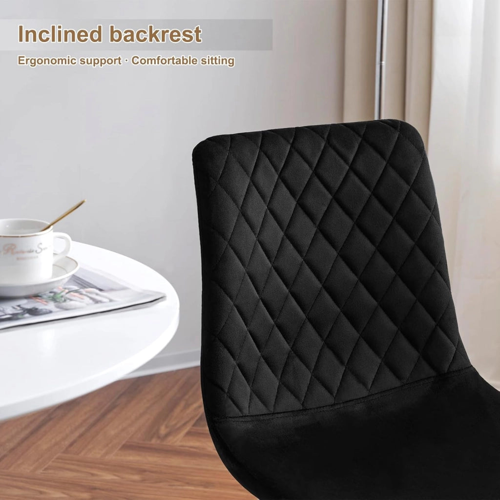 Sedie da Cucina Set da 4, Sedie Imbottite con Gambe in Metallo, Seduta in Velluto, per Camera da Letto, Sala da Pranzo, Nero