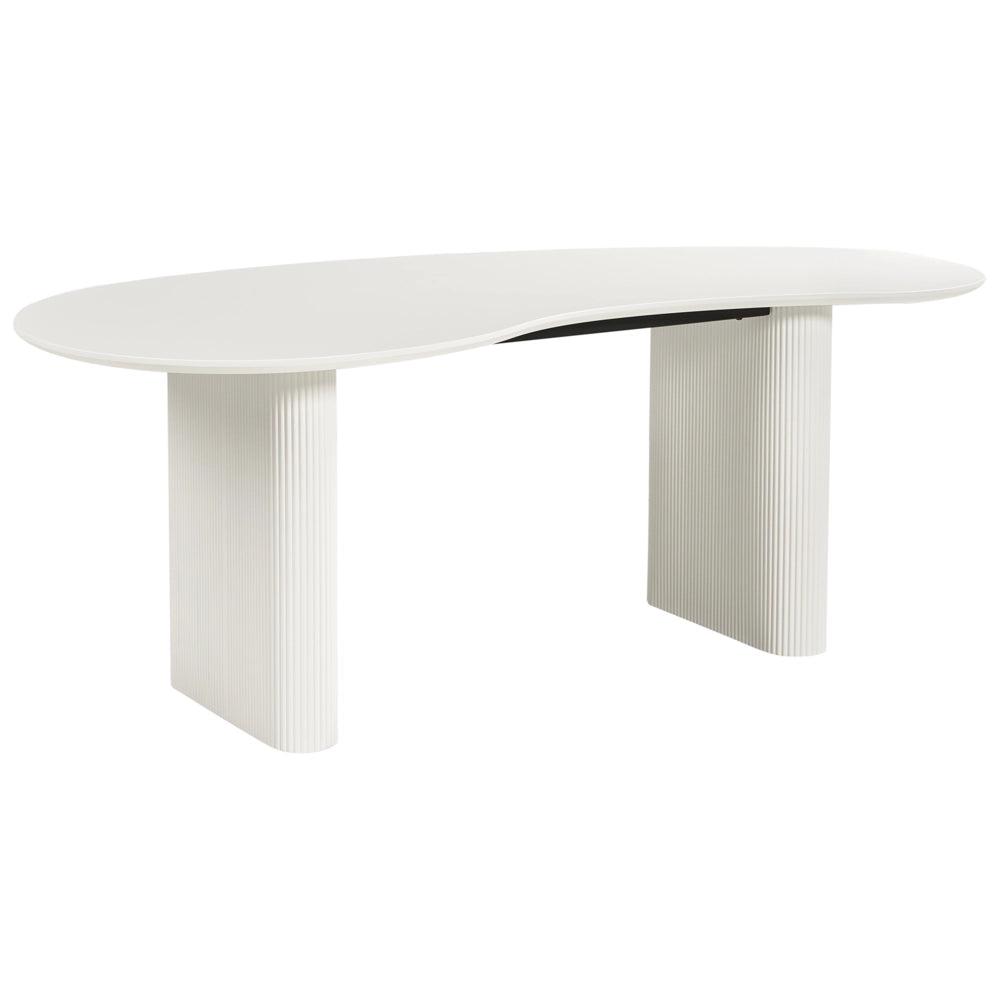 Tavolo da pranzo moderno 198 x 93 cm Forma irregolare Gambe nervate industriali MDF Bianco