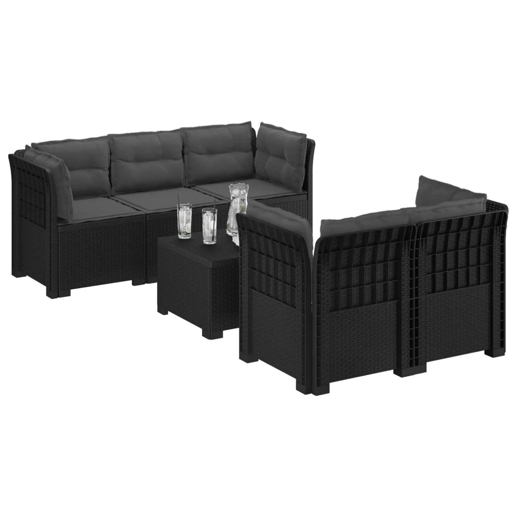 Divano da Giardino 5 Posti con Cuscini Stile Rattan PP 3443907