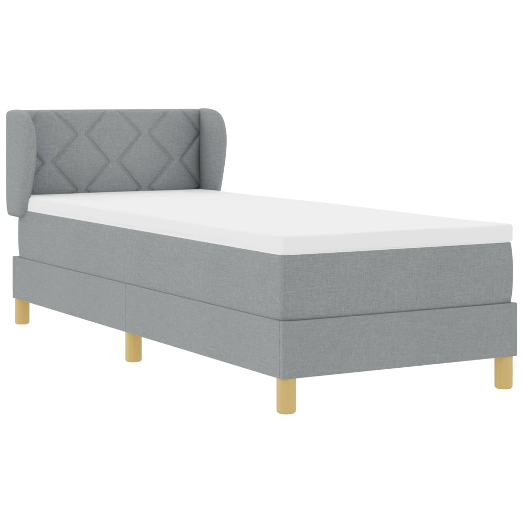Letto Box Spring con Materasso Grigio Chiaro 80x200 cm in Tessuto