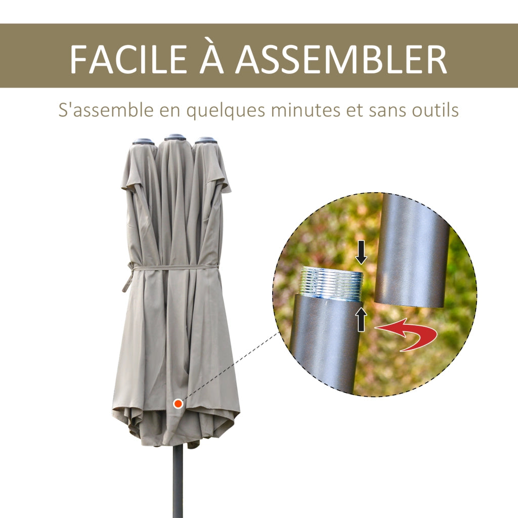 Ombrellone da Giardino XXL con Piedistallo a Croce ¨C zephmum ¨C Marrone 460x270x240 cm