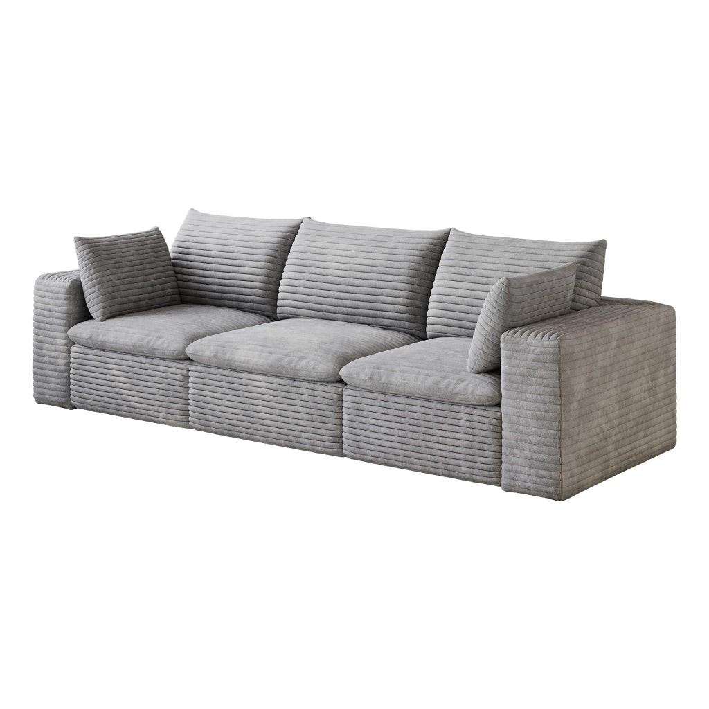 Divano Cloud 260 cm in Velluto a Coste ¨C MINIMAL ¨C Grigio Scuro, Imbottito, Senza Montaggio