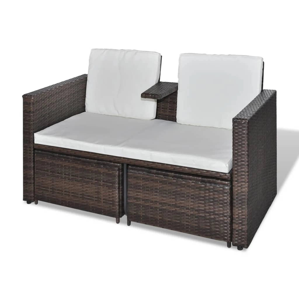 Set di mobili da giardino mobili da esterno 4 pezzi con cuscini resina intrecciata marrone 02_0016187