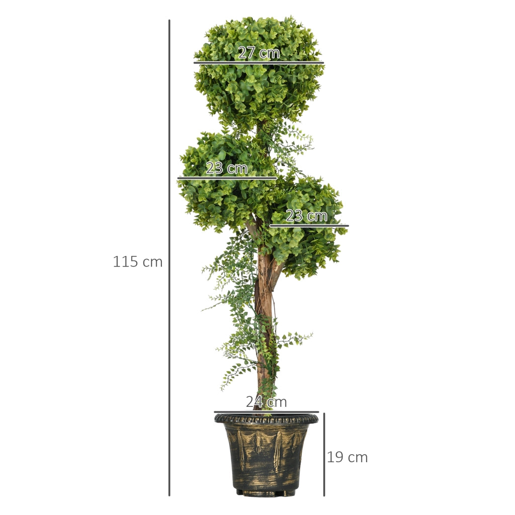 Albero Artificiale 3 Sfere Buxus con Vaso Cemento ¨C Zephmum ¨C Verde 115 cm