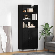 Credenza con cassetto 2 pcs Rovere Nero Legno multistrato