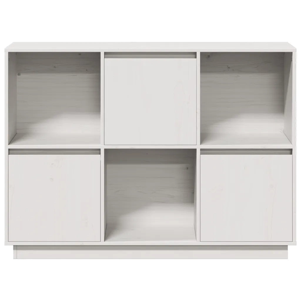 Credenza Bianca 110,5x35x80 cm in Legno Massello di Pino