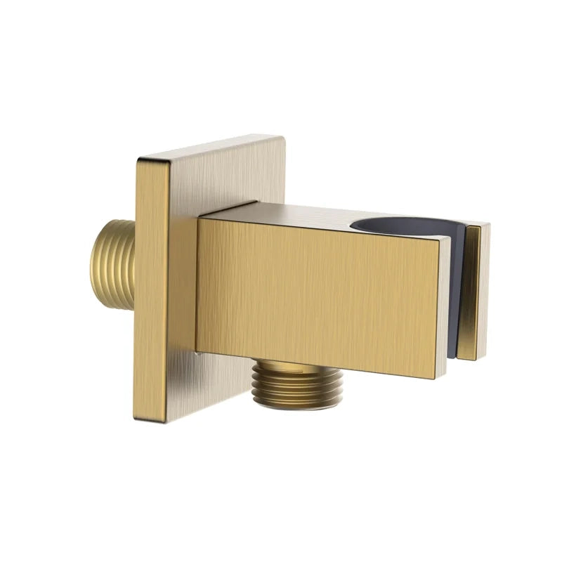 Presa acqua quadrata con supporto doccino in ottone color oro opaco