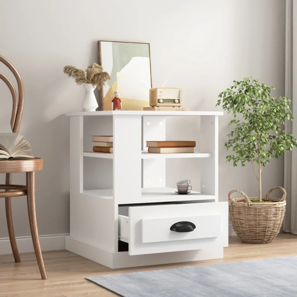 Tavolino | Tavolo laterale Bianco 50x50x60 cm in Legno Multistrato