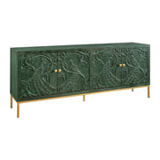 Buffet 175 cm 4 porte legno massiccio verde e dorato – Collezione TANJORE
