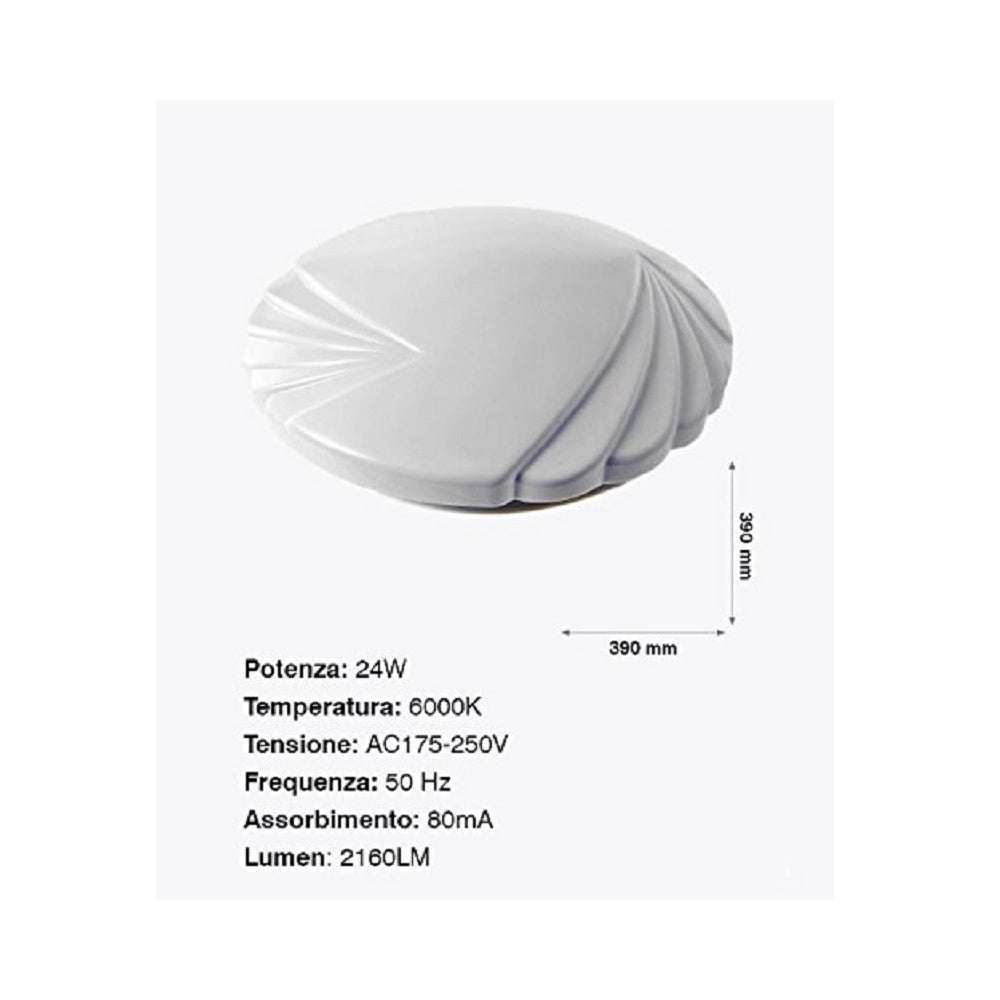 Trade Shop - Plafoniera Da Soffitto Faretto Led 24w Tondo Ventaglio Pannello 2160lm 39cm Design Moderno -