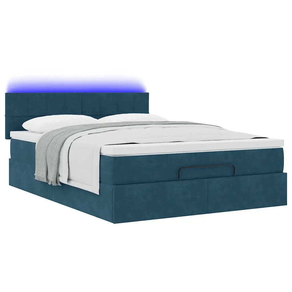 Struttura Letto Pouf con Materasso 140x190 cm in Velluto