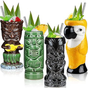 Set di 4 bicchieri ceramici tropicali per cocktail e bevande