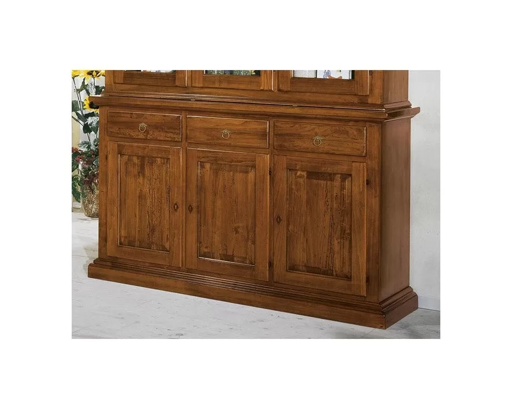 Cristalliera 3 porte in legno noce arte povera 172x51x226 (616+617) - Mobili 2G