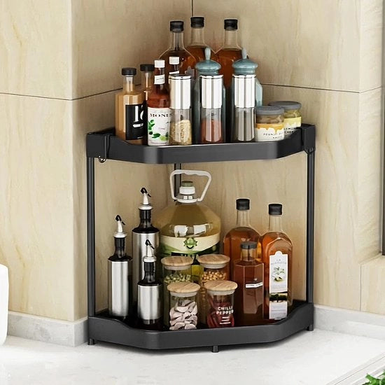 Rack di erbe per cucina rack angolare in posizione verticale 2 livelli rack di stoccaggio - argento