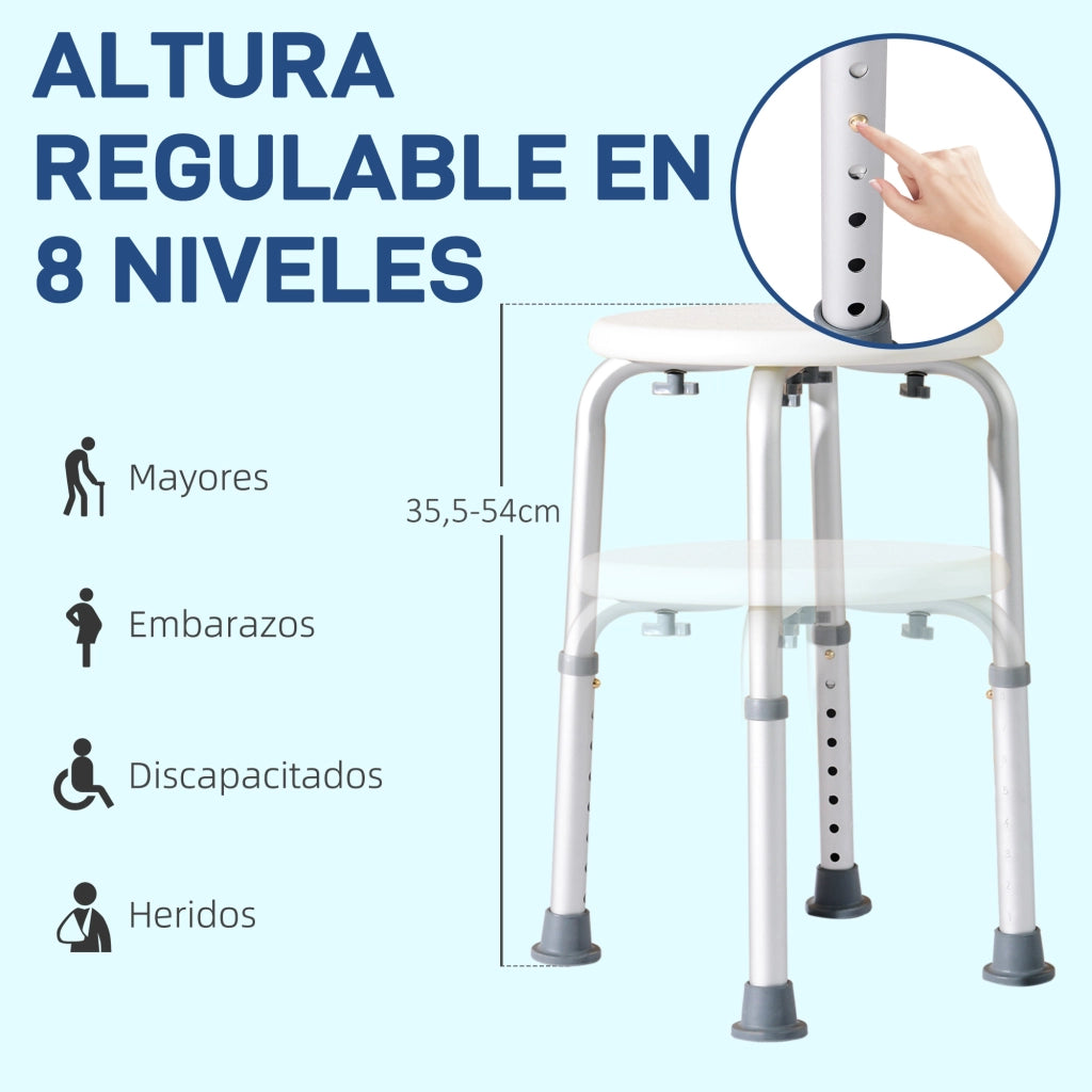 Panchetto Doccia in Alluminio Regolabile ¨C Zephmum ¨C Antiscivolo 136 kg