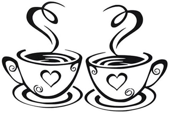 Decorazione per la cucina - Decorazione per ufficio - Decorazione per soggiorno - Sticker per la parete - Tazza da caffè per la parete - Dimensioni: 30 x 18 cm - Materiale: PVC