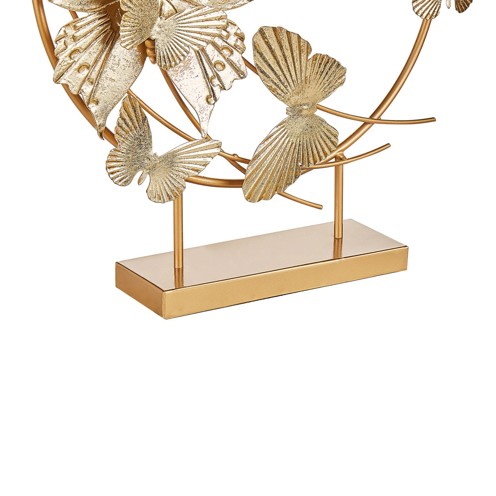 Statuetta decorativa Statua in ferro dorato da 48 cm con farfalle su supporto scultura ornamentale Decor Accessori