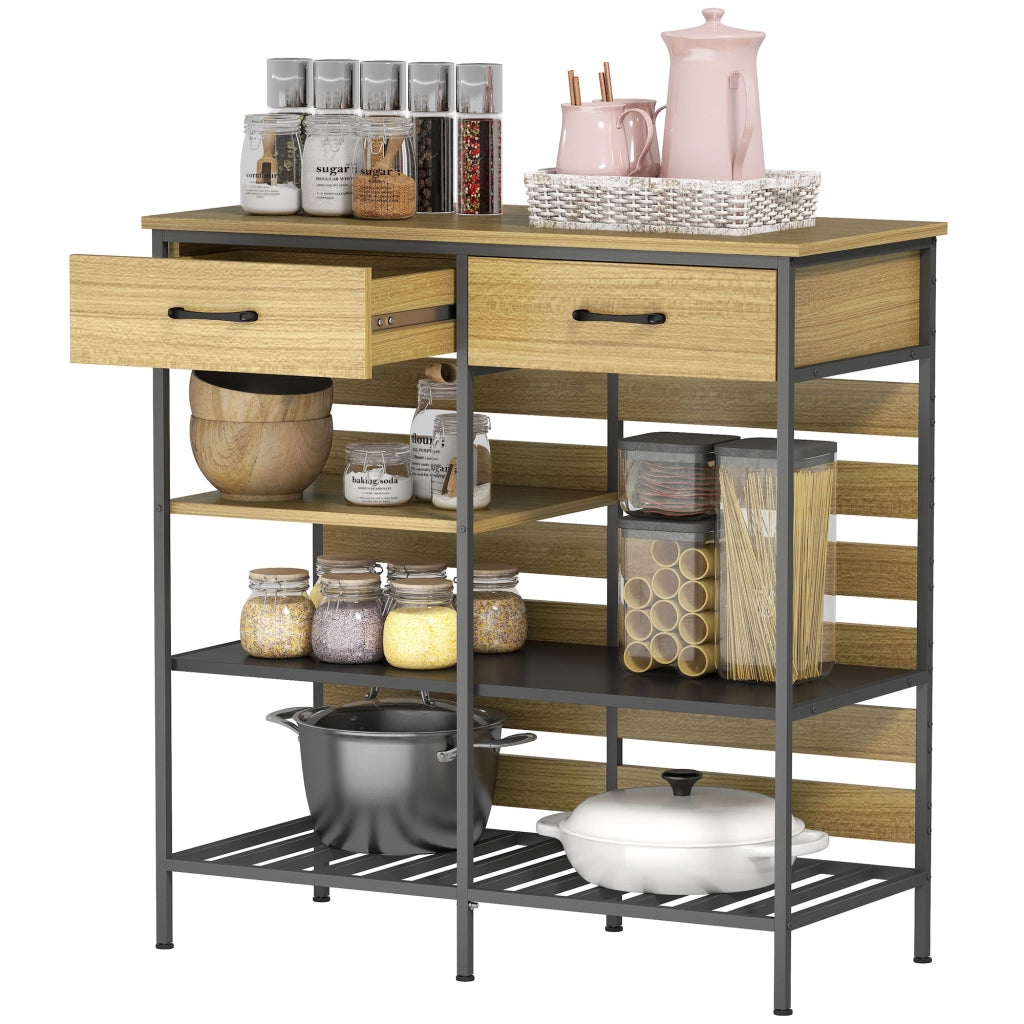 Credenza ¨C zephmum ¨C legno naturale e nero, 90x40x91 cm