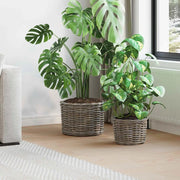 Cestino per Piante con archiviazione 2 pcs Grigio Rattan Kubu