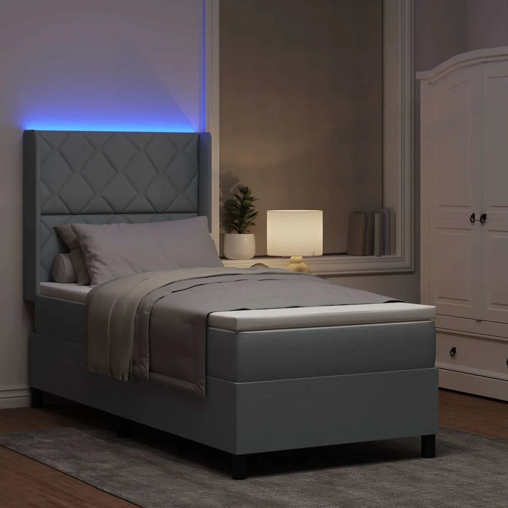 Letto a Sorgente LED Grigio chiaro 90 x 200 cm Tessuto 3343546