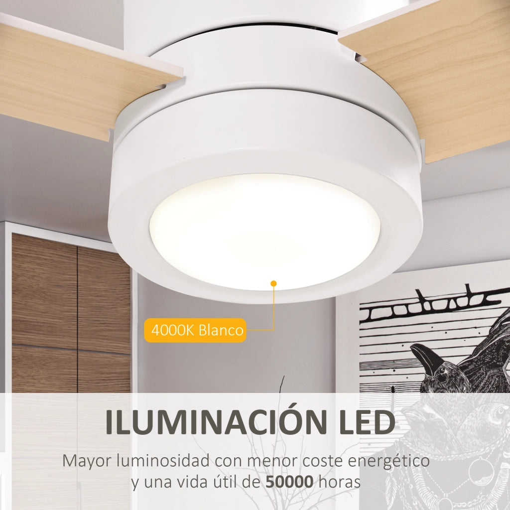 Ventilatore da Soffitto con Luce LED ¨C zephmum ¨C Bianco ?112x25 cm