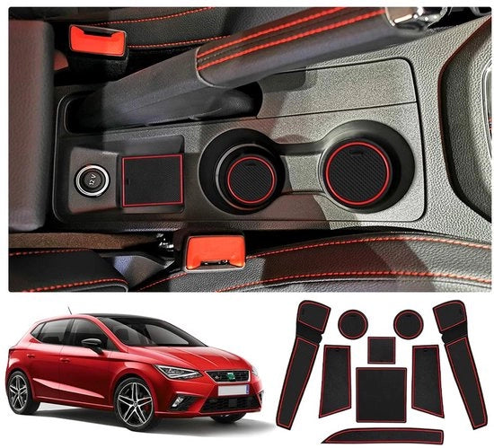 Materassini in gomma anti-scivolo compatibili con Seat Ibiza/Arona 2017-2023, 9 pezzi