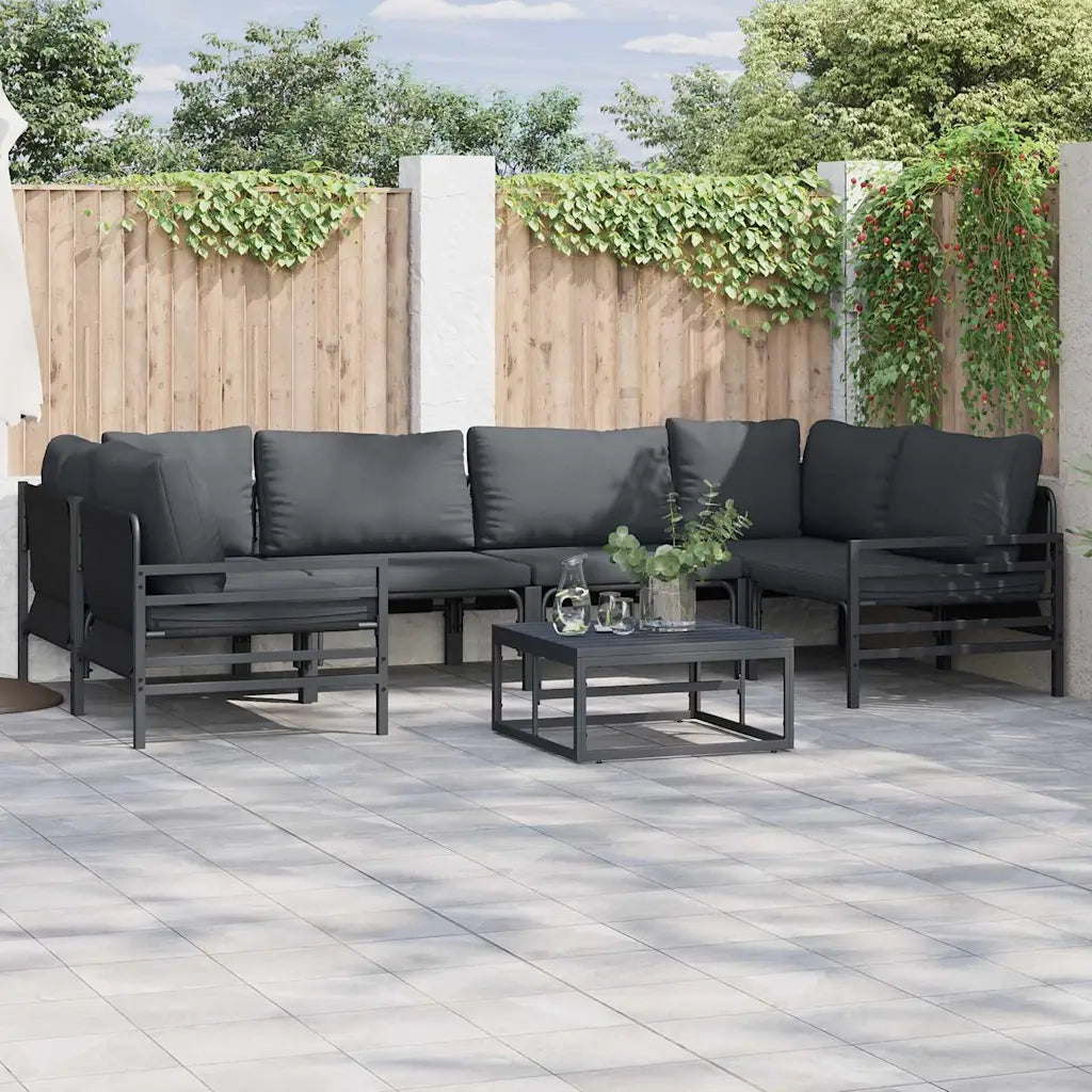vidaXL Set Divano da Giardino 7 pcs Antracite Acciaio