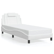 Letto singolo | Letto per adulti | Giroletto Viana senza Materasso Bianco 90x190 cm in Similpelle