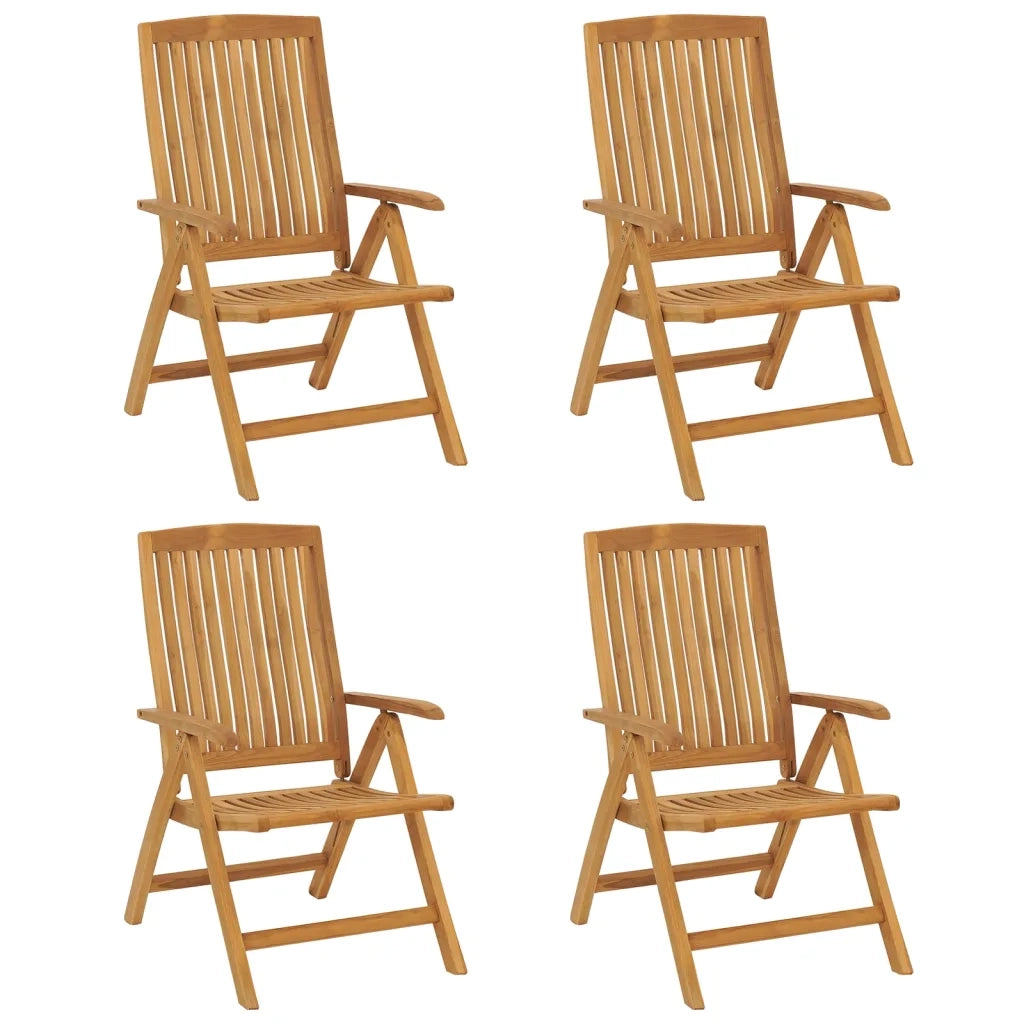 Sedie da Giardino Reclinabili con Cuscini 4 pz in Legno di Teak
