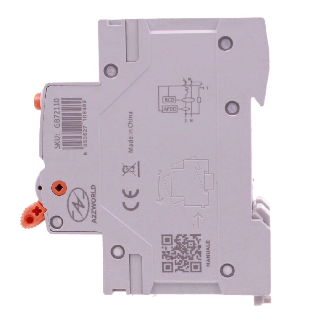 A2ZWORLD AFDD RCBO Interruttore Antincendio, Magnetotermico Differenziale con Rilevamento di Arco Elettrico, Tipo A Curva B, 1P+N 2M 6000A 30mA, AC 220V Doppia Leva GYR9NE-ARC (B10A)