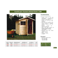 Casetta da Giardino in Legno di Pino da Esterno  con Pavimento, Ricovero Attrezzi, Doghe spessore 16mm - Articolo C200/2 - 100006