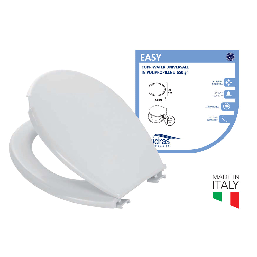 Copriwater tavoletta sedile wc bagno in polipropilene bianco 45x38cm easy
