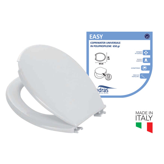 Copriwater tavoletta sedile wc bagno in polipropilene bianco 45x38cm easy