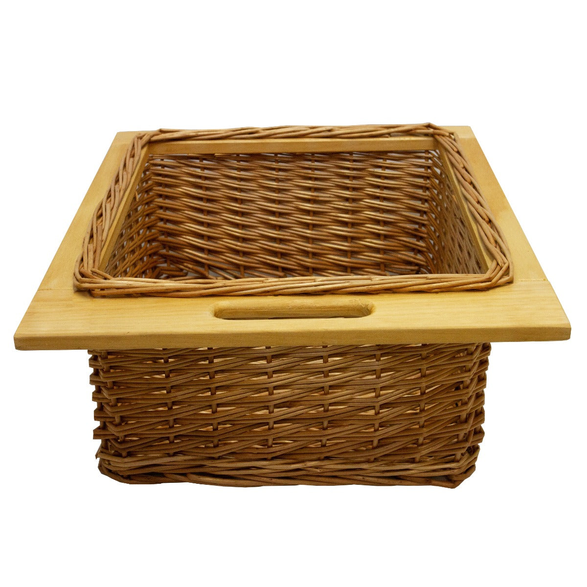 Cestelli Estraibili in Vimini per Cucina Cassetti Organizzazione Credenza Cesto in Vimini con Telaio e Binari in Legno di Faggio per Dispensa da 50cm Organizza Unità 50 cm con Viti GRATIS - 1 Cesto