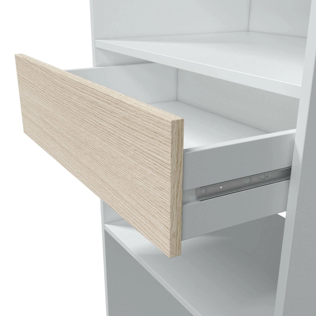 Armadio Camera da Letto Falcade, Guardaroba Grande Modulabile, 354x187h cm Bianco Rovere