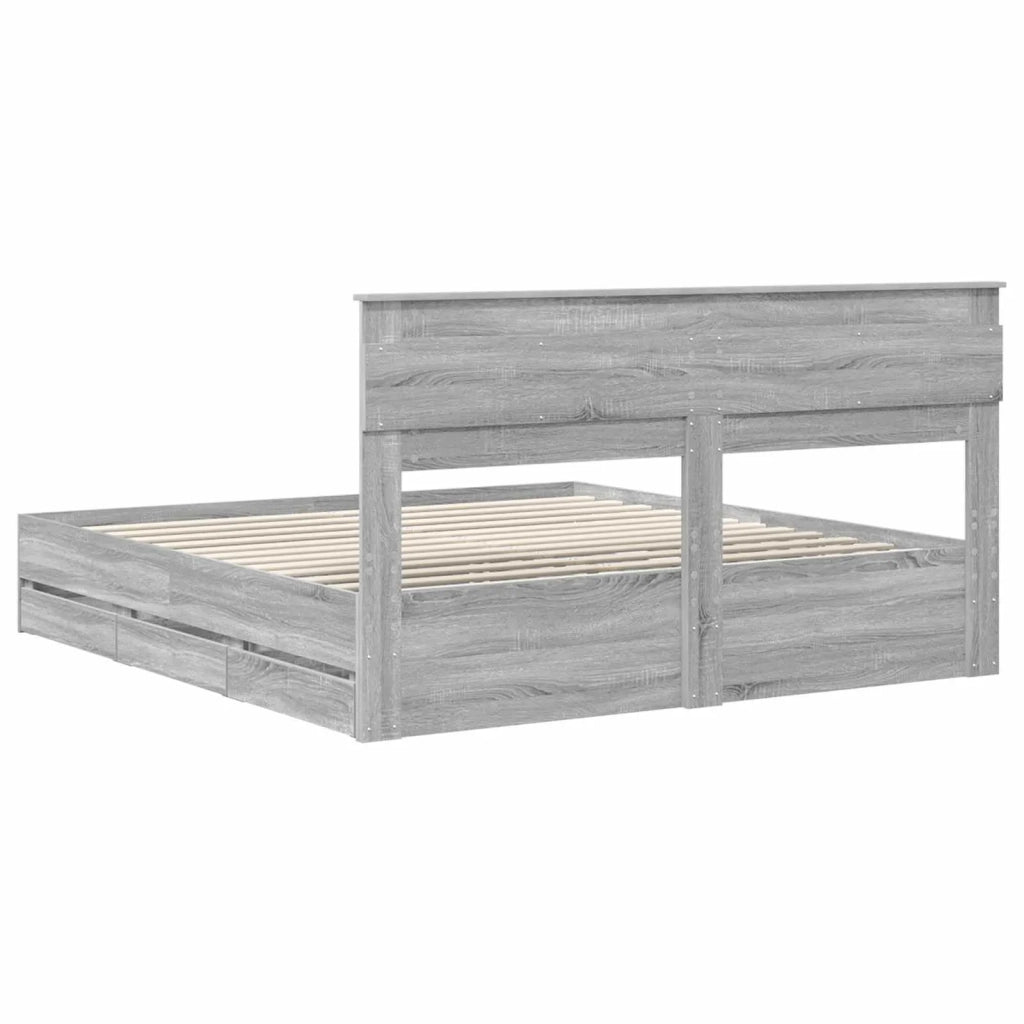 Struttura del letto con cassetto Grigio Sonoma 180 x 200 cm