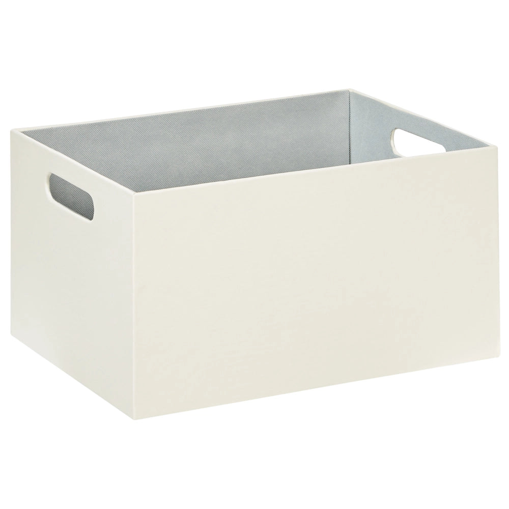 Set di 3 cesti portaoggetti con manici in ecopelle beige