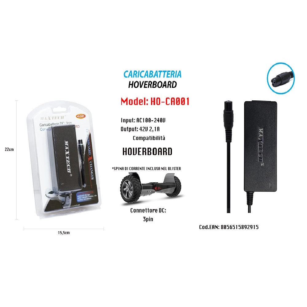 Trade Shop - Caricabatteria Alimentatore Hoverboard Batteria Di Ricambio 42v 2,1a Maxtech Ho-ca001 -