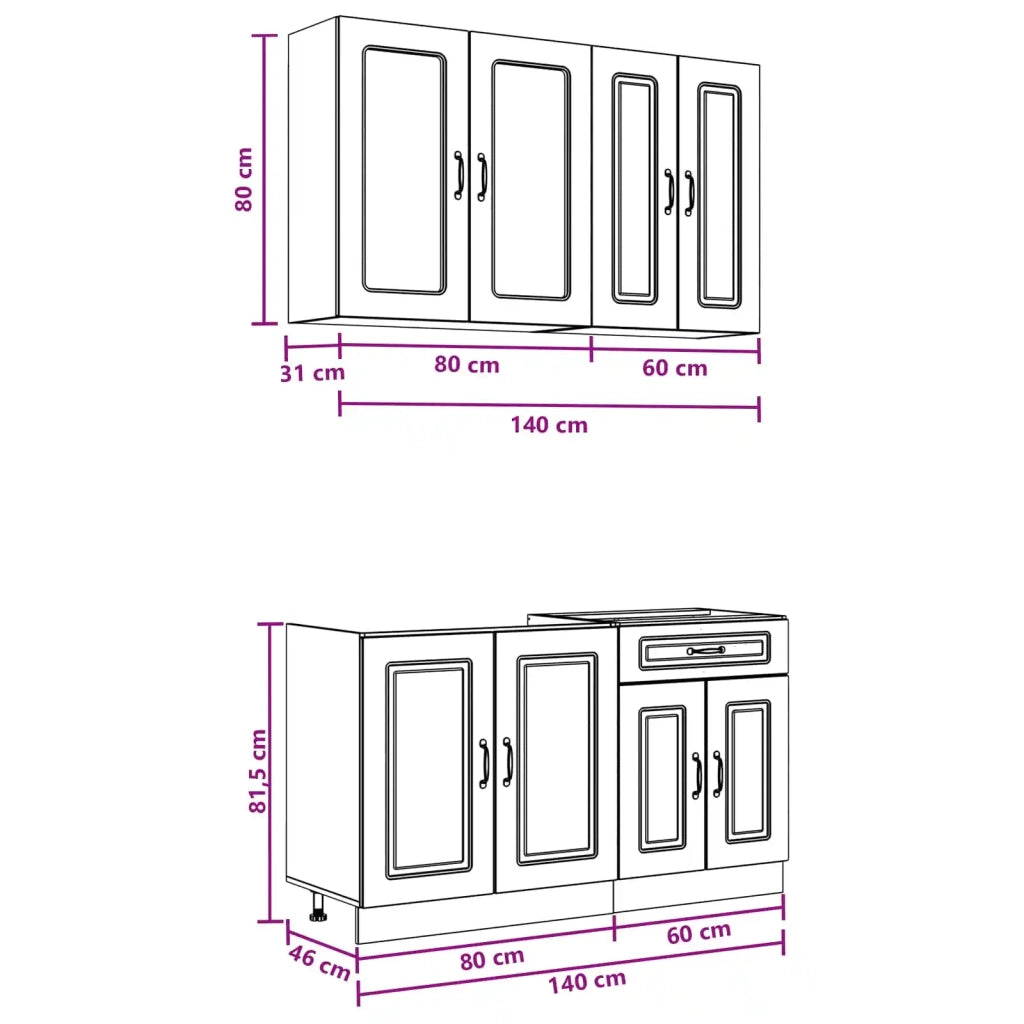 Unità Cucina KALMAR 4 pcs Grigio Cemento Legno ingegnerizzato 3438298