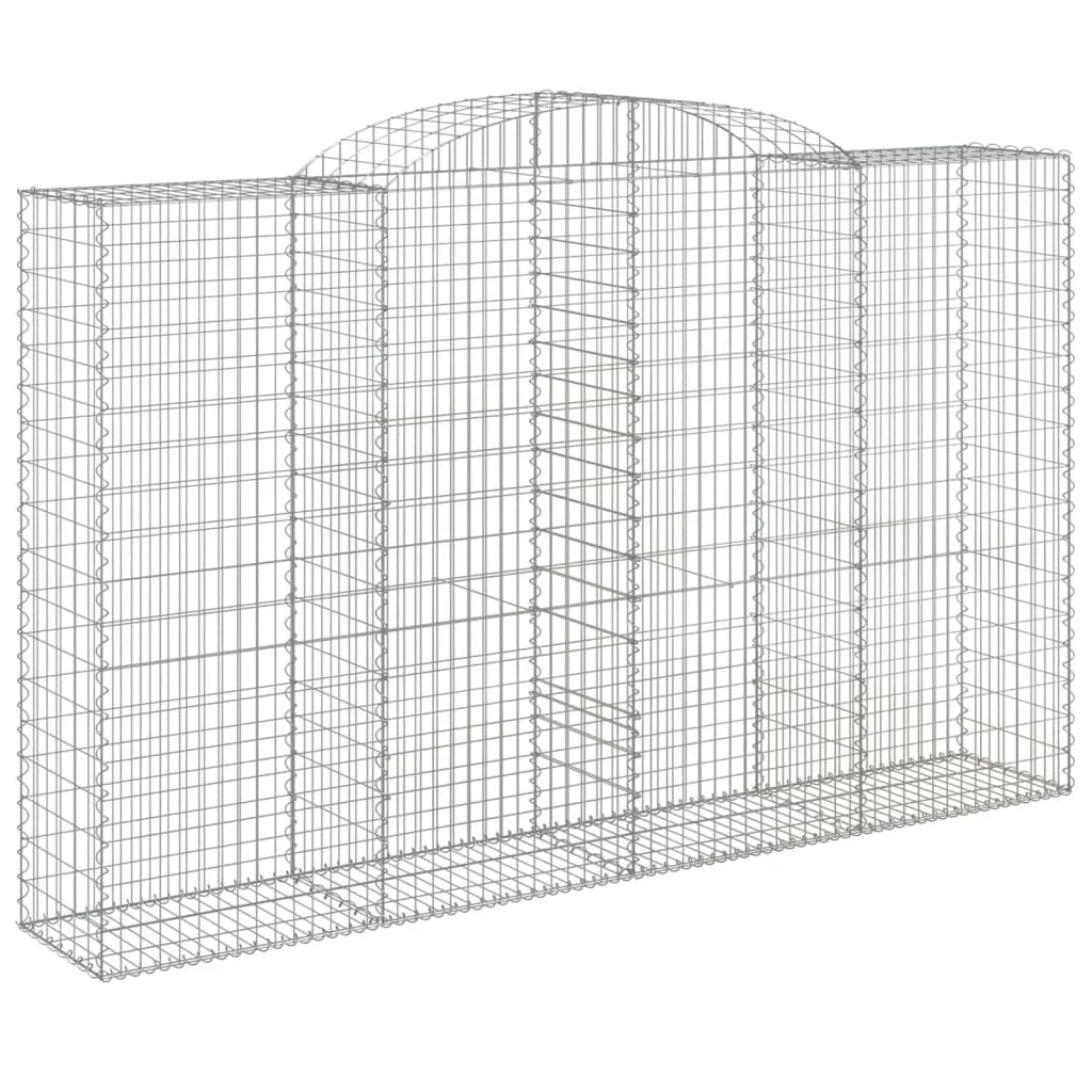 Set di 2 gabbioni ad arco per recinzione gabbia o muro di contenimento 300 x 50 x 180/200 cm ferro zincato argento 02_0041377