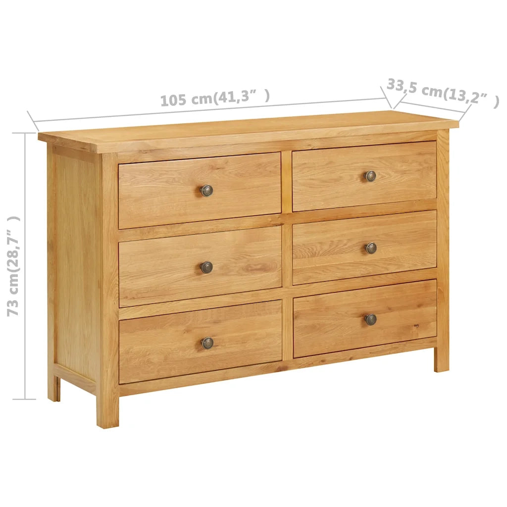 Cassettiera 105x33,5x73 cm in Legno Massello di Rovere 289196