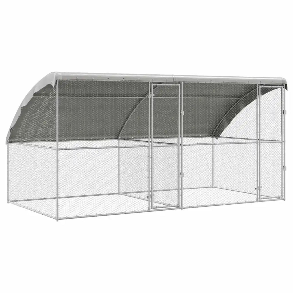 Gabbia per polli 2 pcs Argento 400 x 200 x 198,5 cm