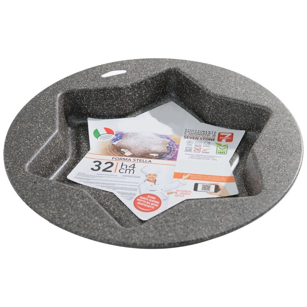 Trade Shop - Stampo Teglia Forma Di Stella 32 Cm Per Torta Dolci In Alluminio Antiaderente 026290m -