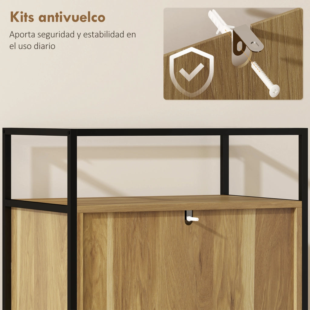 Cassettiera Moderna con 4 Cassetti ¨C Zephmum ¨C Grigio 60x40x94,5 cm