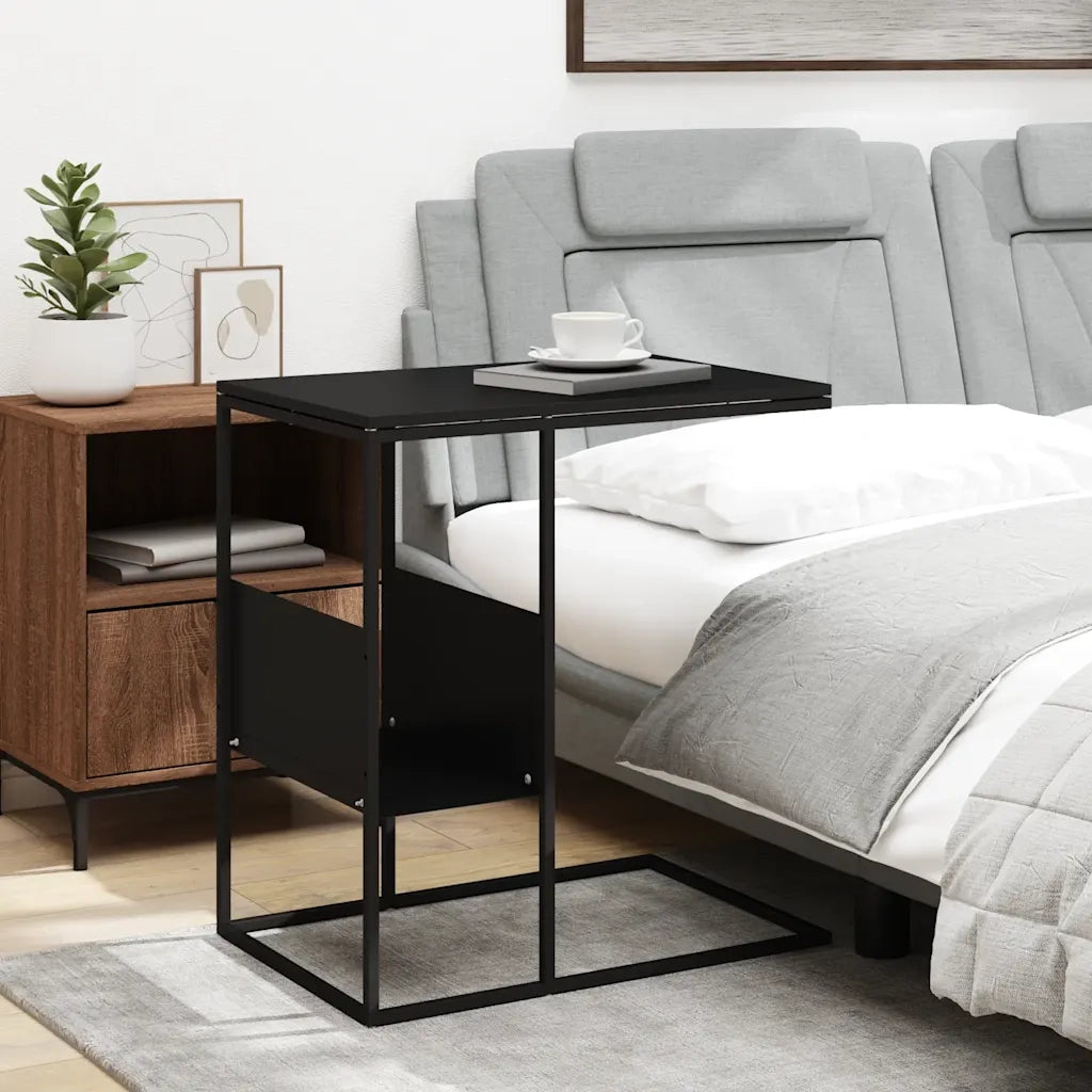 Tavolino Nero 55x36x59,5 cm Legno Multistrato 343105