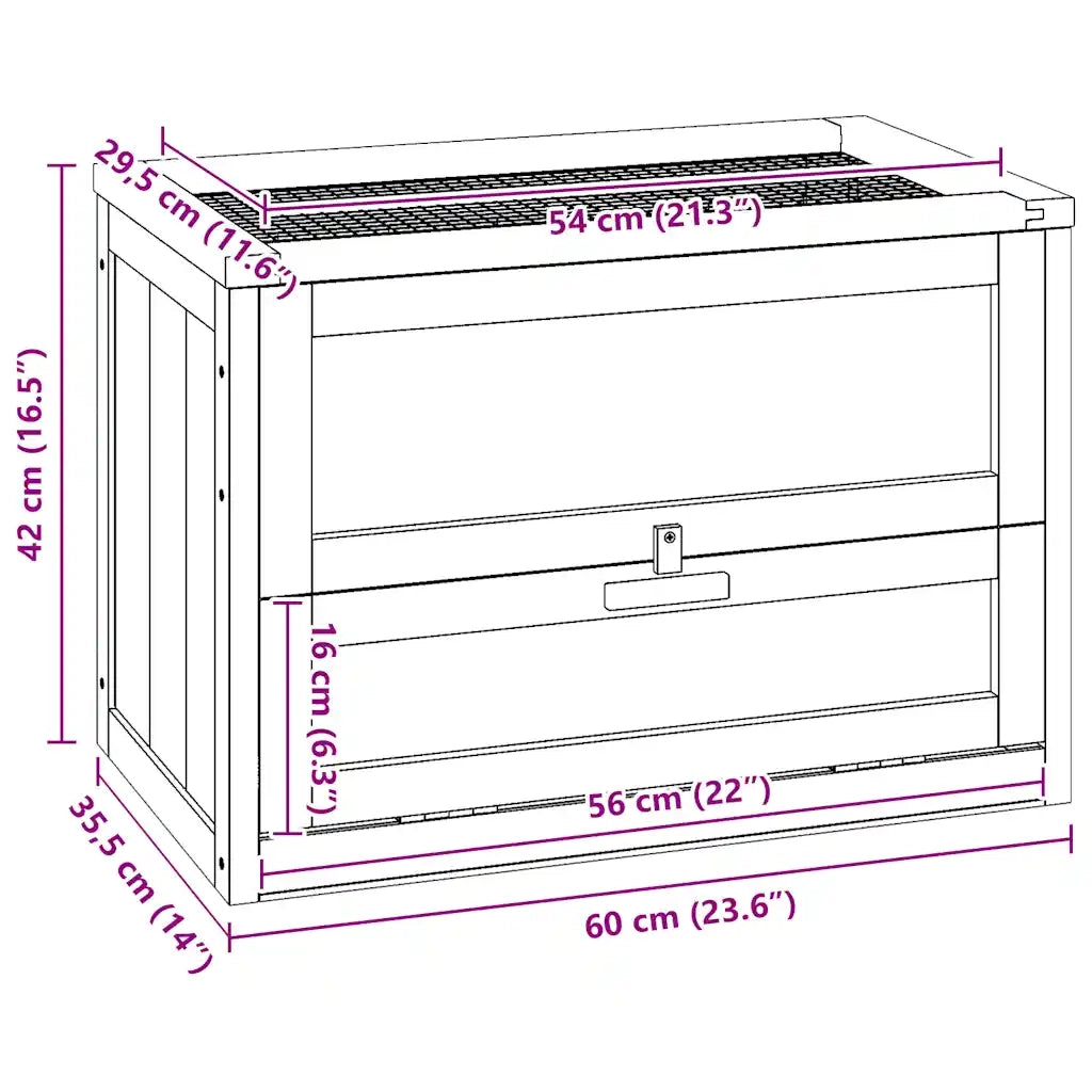 Gabbia per Criceti 60x35,5x42 cm in Legno Massello di Abete 172378