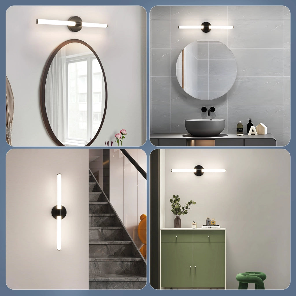 ZMH Lampada da Specchio LED a Parete 60cm 8 W Nera 4000K Luce Neutra Moderna IP44 per Bagno Armadio Cantina